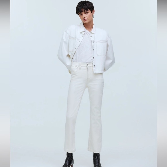 Madewell Tall Kick Out Crop Jeans vintage canvas white size 32 tall - Picture 1 of 9